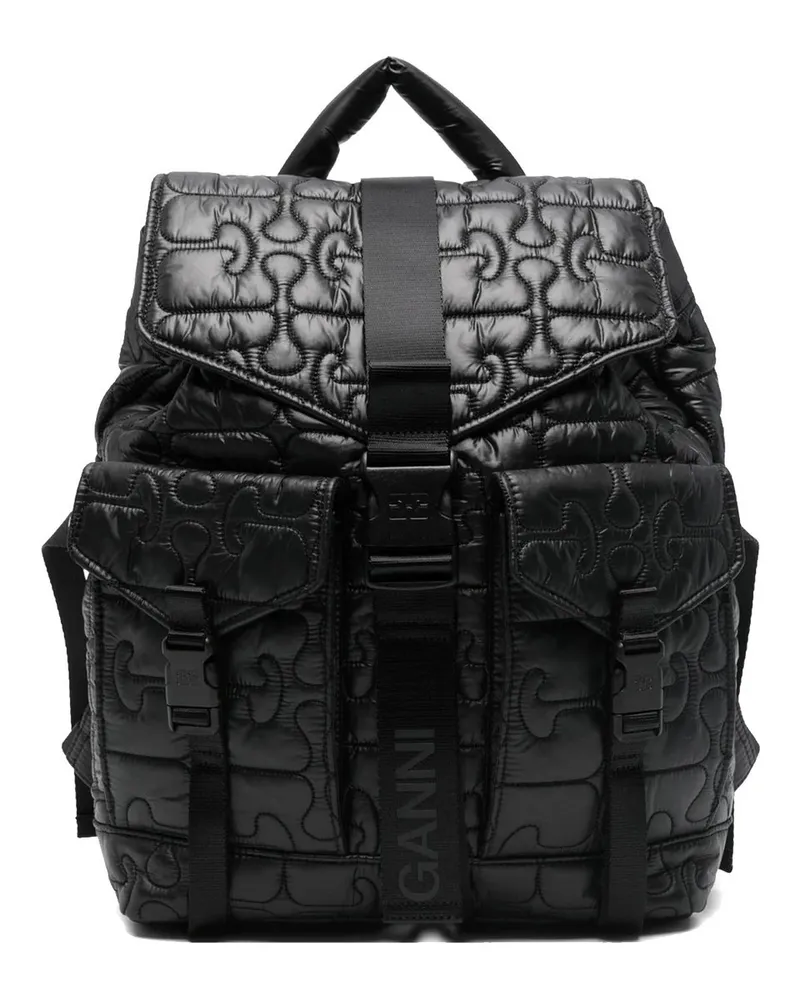 Ganni Re-tech Quilted Backpack Schwarz