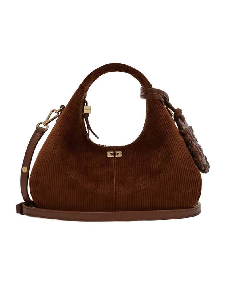 Ganni Hobo Mini Hobo Corduroy Braun