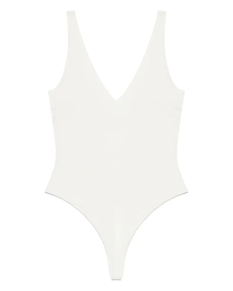 Entire Studios v Neck Bodysuit Creamer Weiß