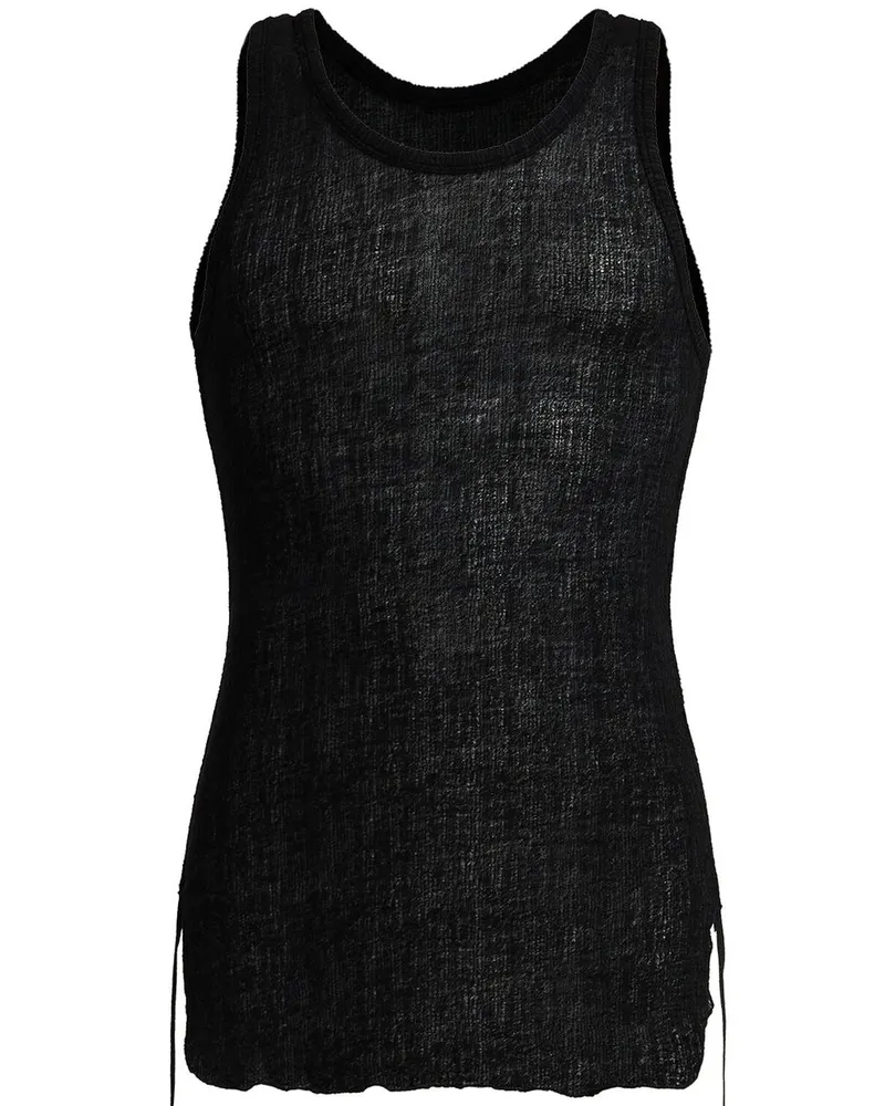 Ann Demeulemeester Boris Wrinkled Cropped Tank Top Schwarz