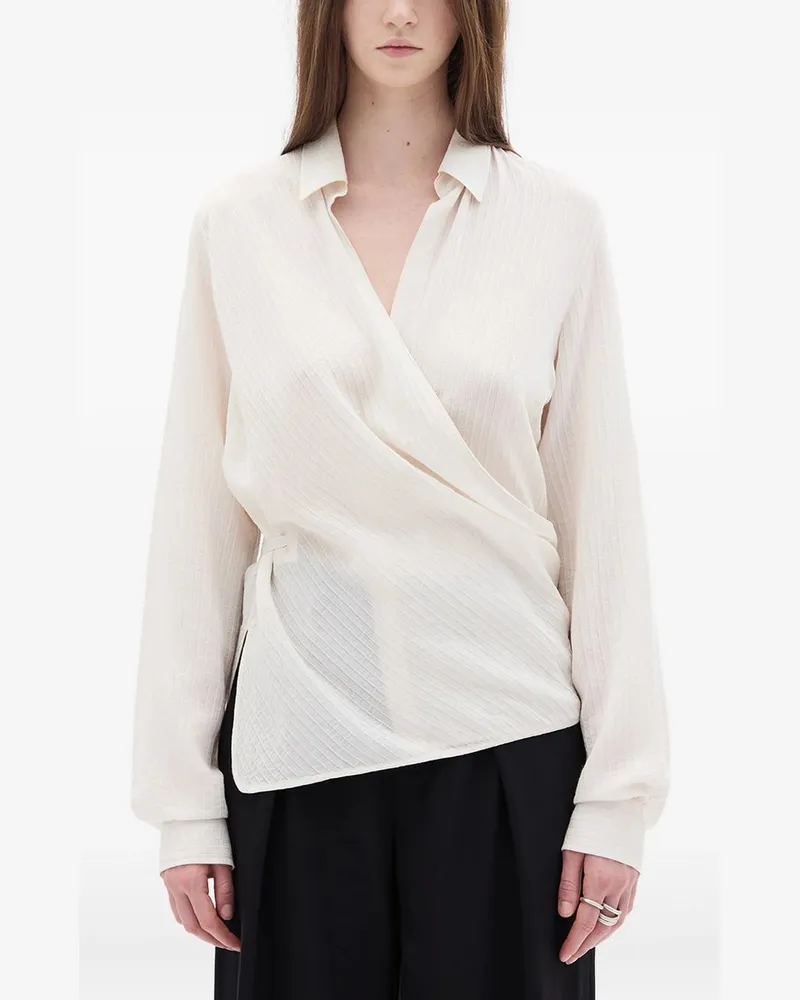 Ann Demeulemeester Alba Asymmetric Wrap Shirt Weiß