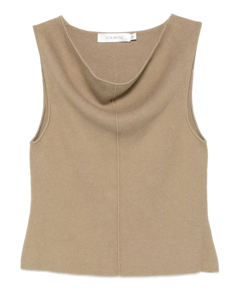 Aya Muse Off Shoulder Seam Top Beige