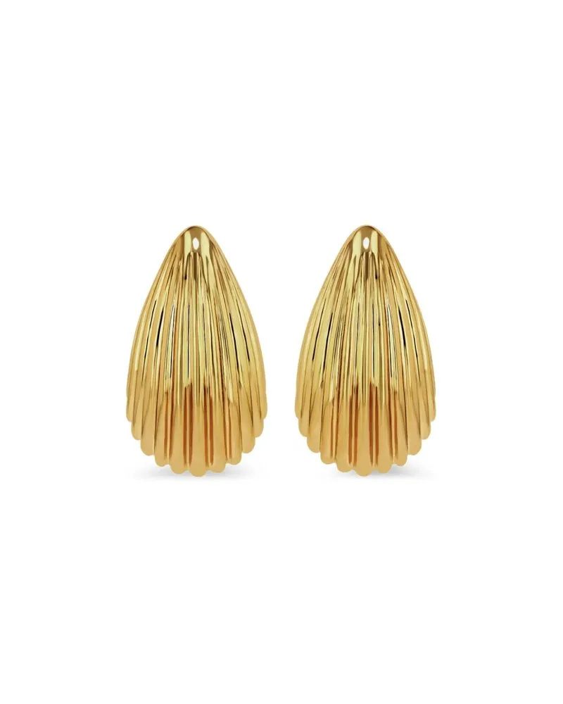 Anine Bing Ribbed Drop Earrings - Gold Gold