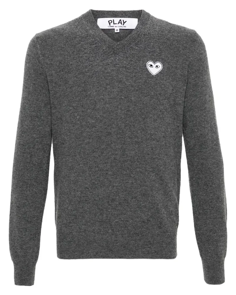 Comme des Garçons u Sweater White Emblem Knit Grau
