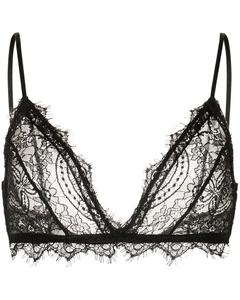 Anine Bing Lace Bra With Trim - Black Schwarz