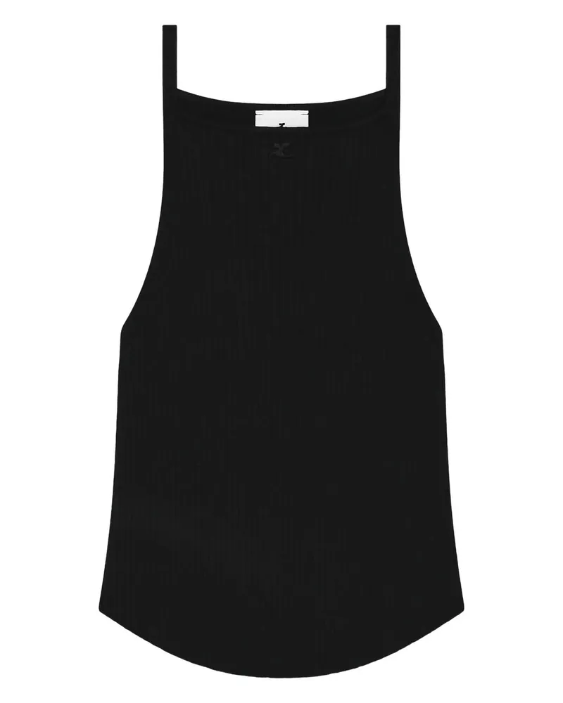 Courrèges Circle Rib Knit Top Schwarz