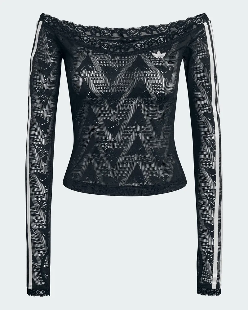 adidas Lace Bardot Top Schwarz