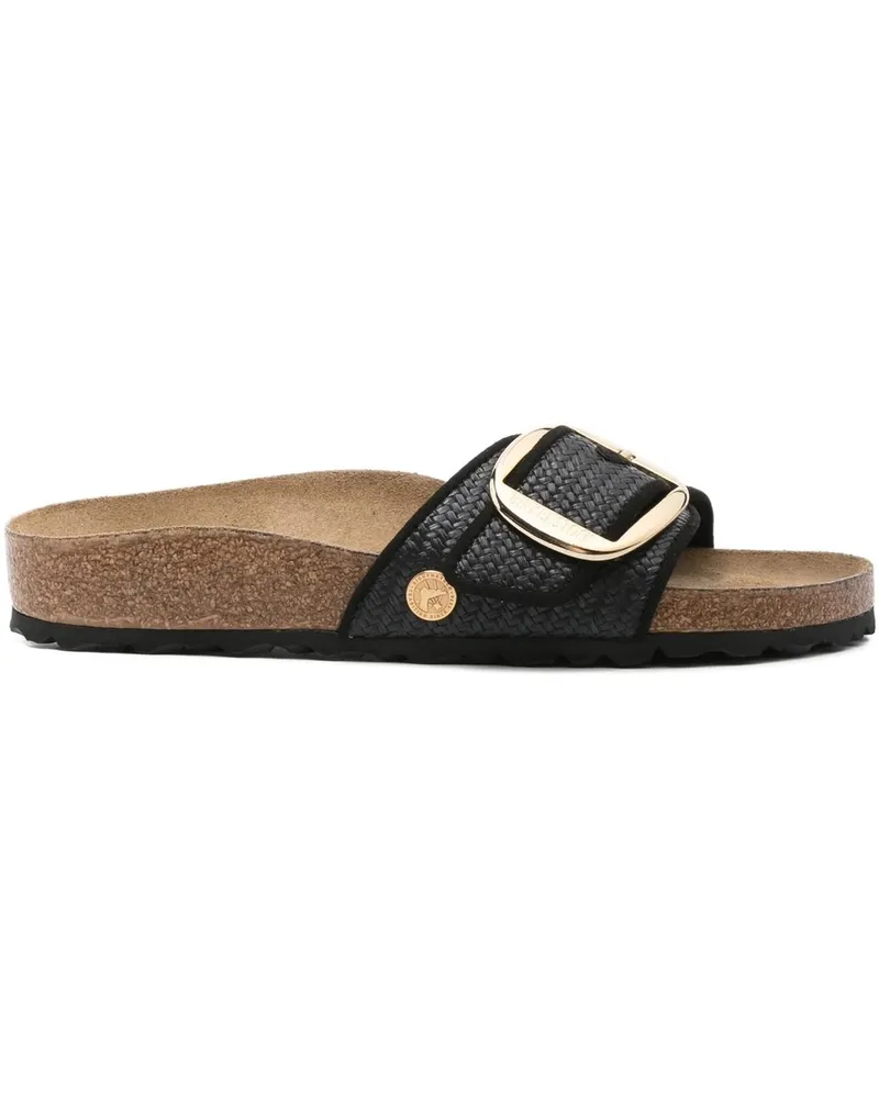Birkenstock Madrid Big Buckle Black, Raffia Schwarz