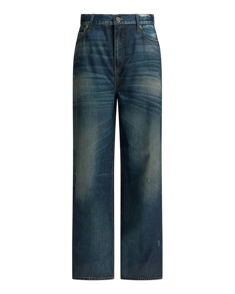 Golden Goose Journey W`s Boyfriend Melody Pant Archive Denime Print Blau