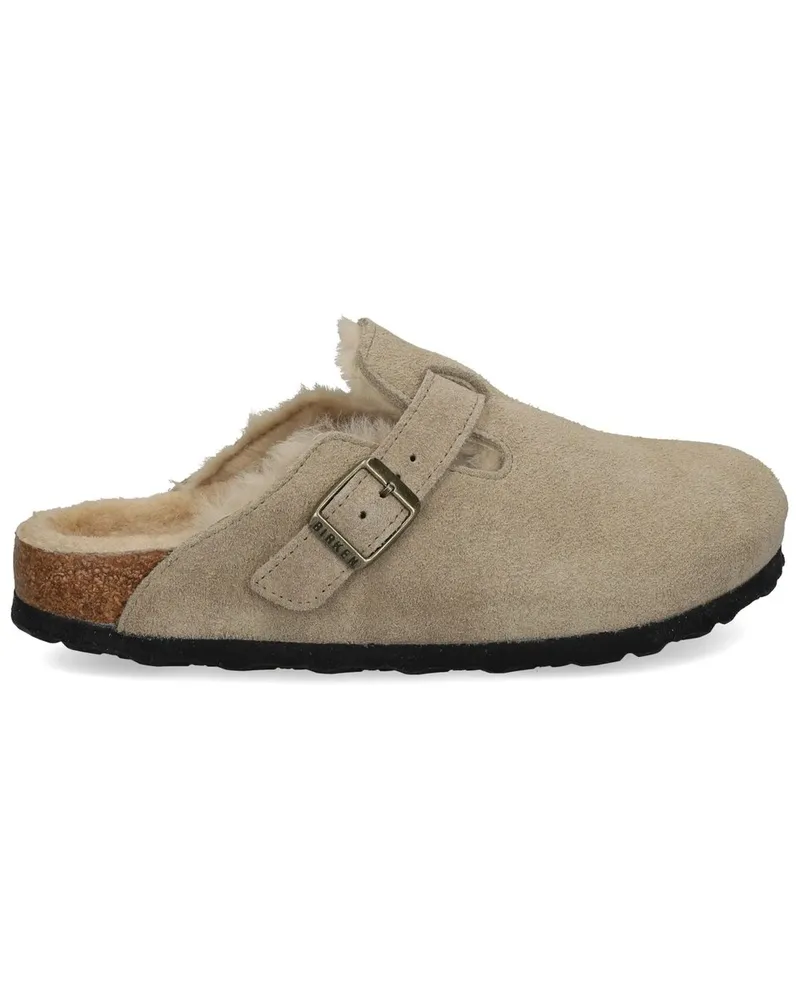 Birkenstock Boston Shearling Taupe, Suede Leather Grau