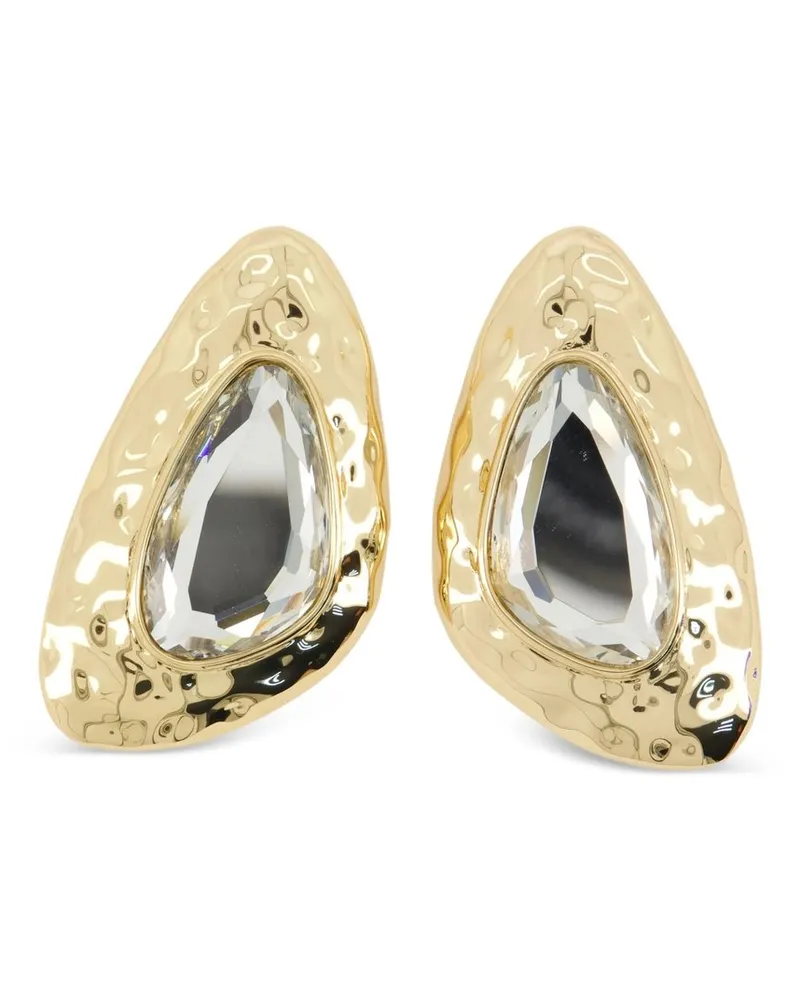 Self-Portrait Hammered Gold Crystal Earrings Gold