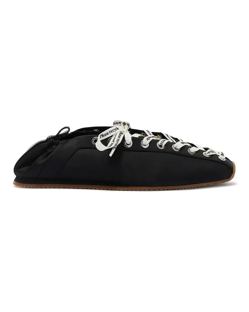 Ganni Lace up Sporty Ballerina Nylon Schwarz