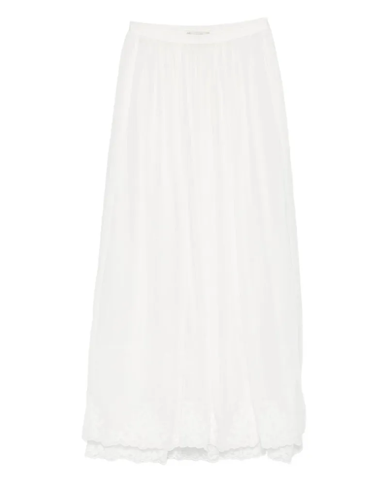 forte_forte Gonna Lunga Voile Co/se Ricamato Weiß