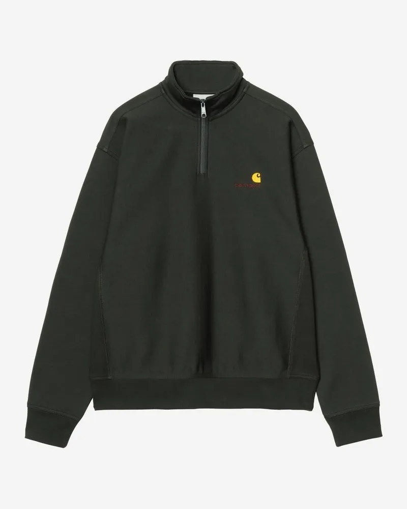 Carhartt WIP Half Zip American Script Sweat Grau