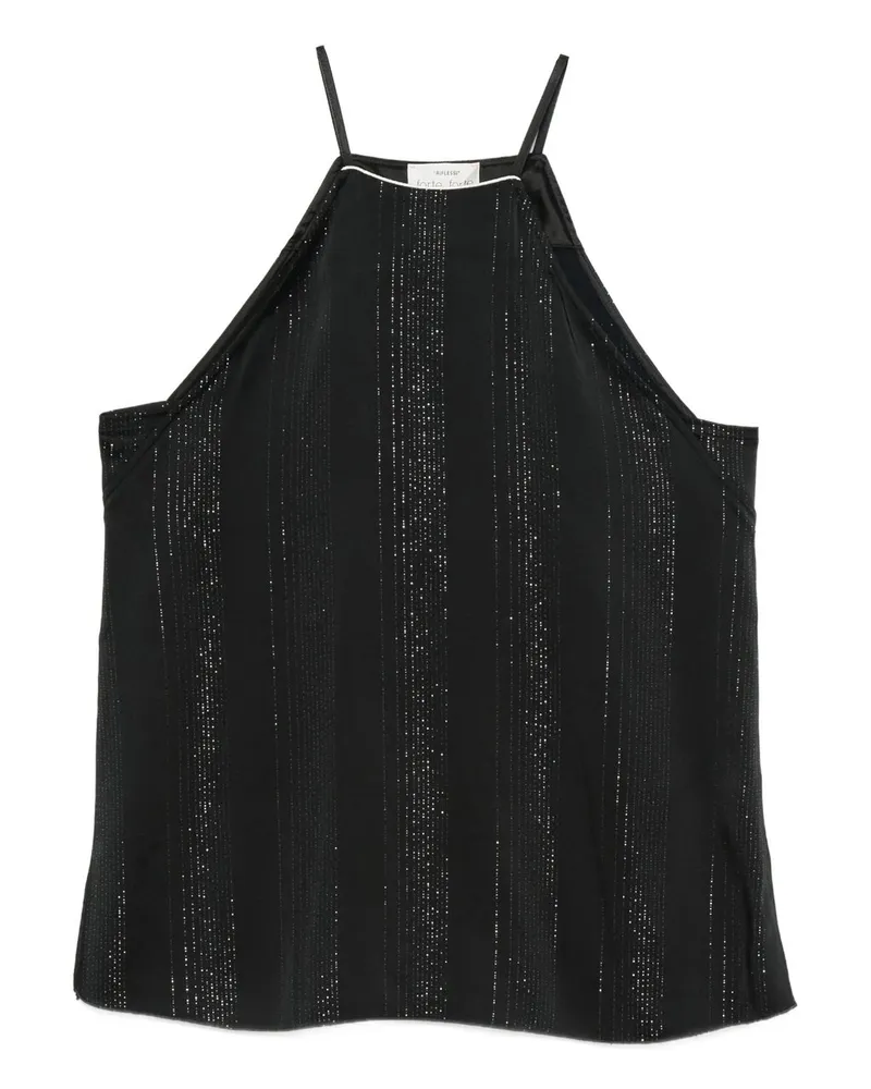 forte_forte Silver Pinstripe Satin Strap Top Blau