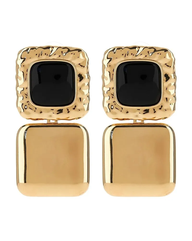 Self-Portrait Mottled Gold Black Tiered Earrings Gold