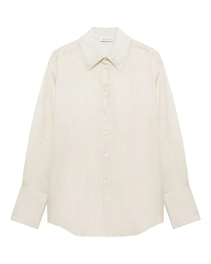 Anine Bing Bridget Shirt - Ivory And Black Pinstripe Mehrfarbig