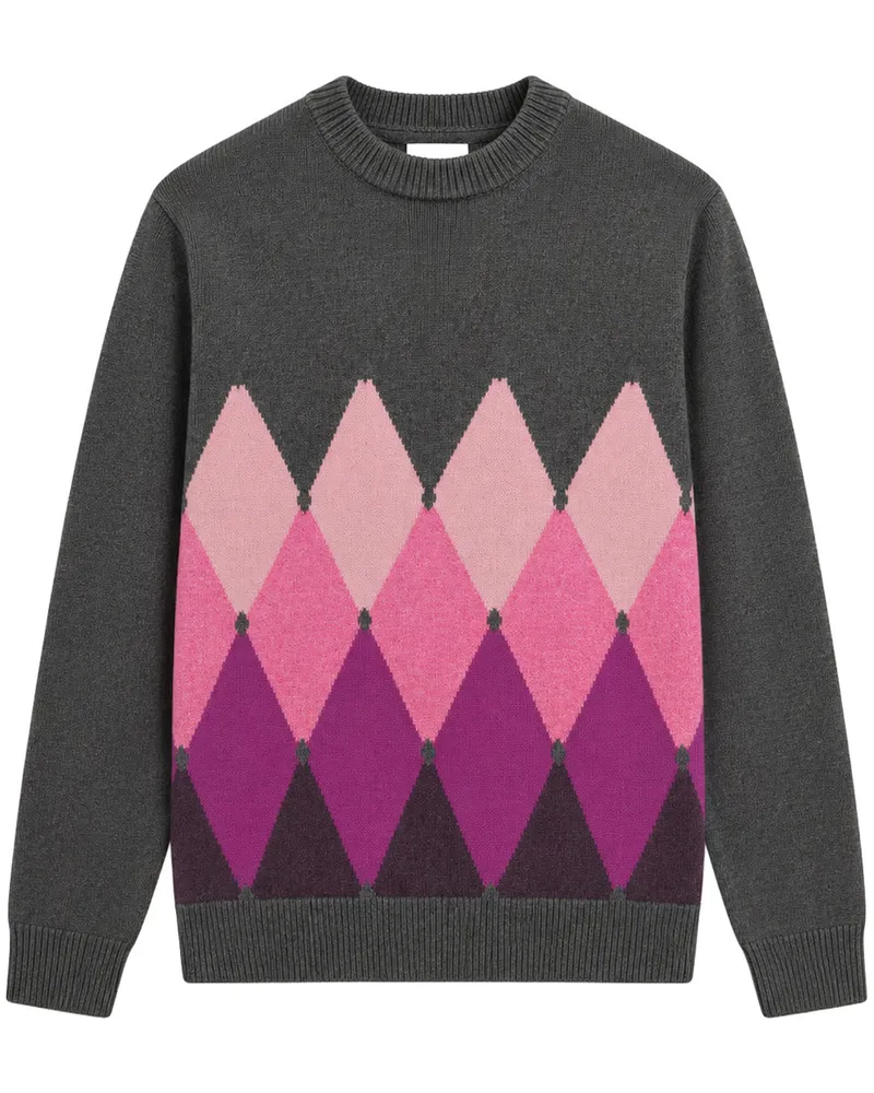 Ballantyne r Neck Pullover 100% ws Classic Diamond B2p000 7k0a8 95033 Grau