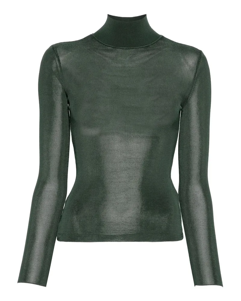 Self-Portrait Green Viscose Knit Top Grün