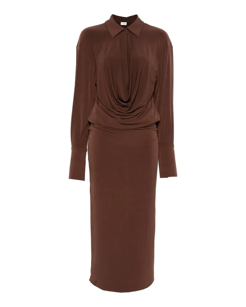ANDAMANE Lilia Midi Dress - Deep v Collar Midi Dress Braun