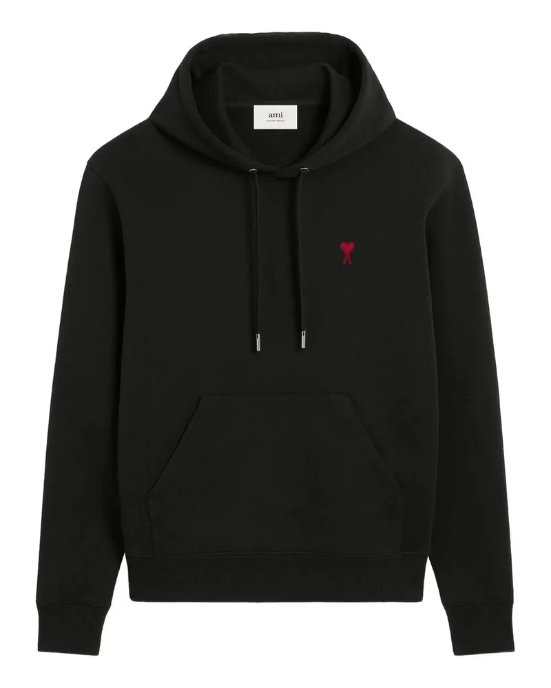 AMI Paris Hoodie With Red Ami de Coeur Schwarz