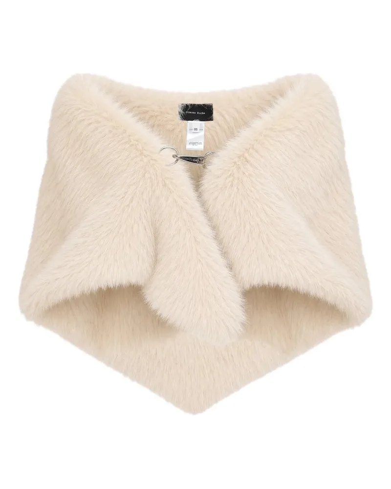 Simone Rocha Faux Fur Clip Scarf Beige