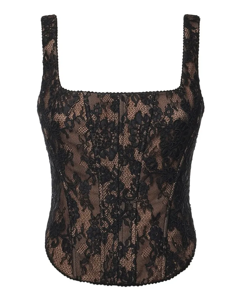 Self-Portrait Black Lace Corset Top Schwarz