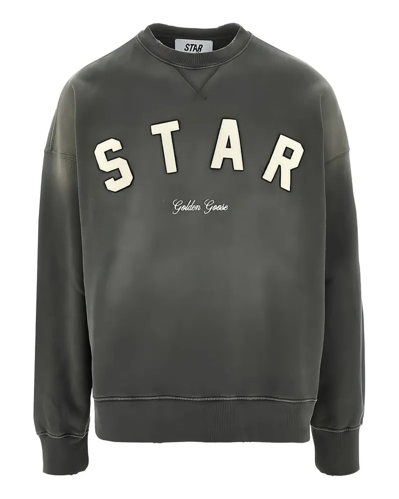 Golden Goose Star/ Unisex Boxi Crewneck/ Sunfaded Wash/ Star  Print Grau