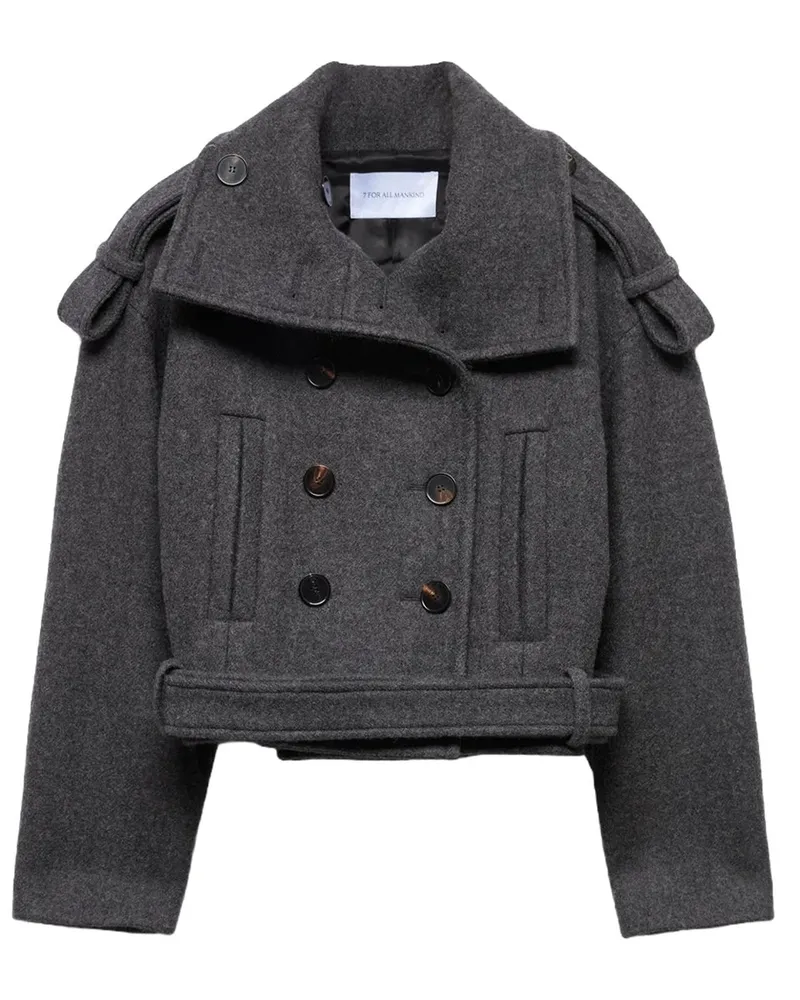 7 for all mankind Double Breasted High Neck Shortcoat 7nee0h57 Grau