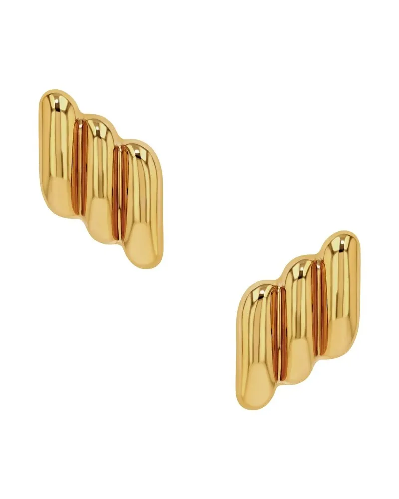 Anine Bing Diagonal Ribbed Earrings - Gold Gold