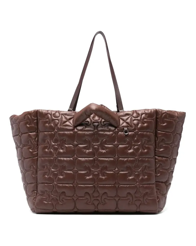 Ganni Re-tech Quilted Tote Braun
