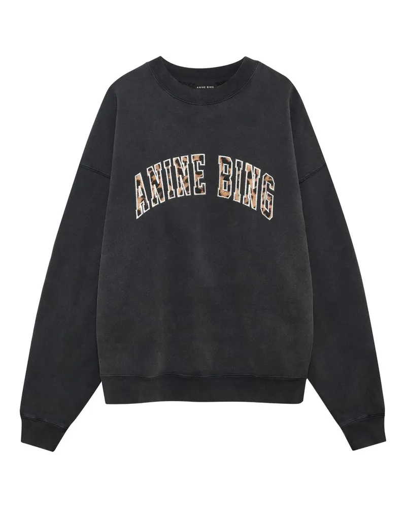 Anine Bing Miles Sweatshirt  Leopard  Washed Black Schwarz