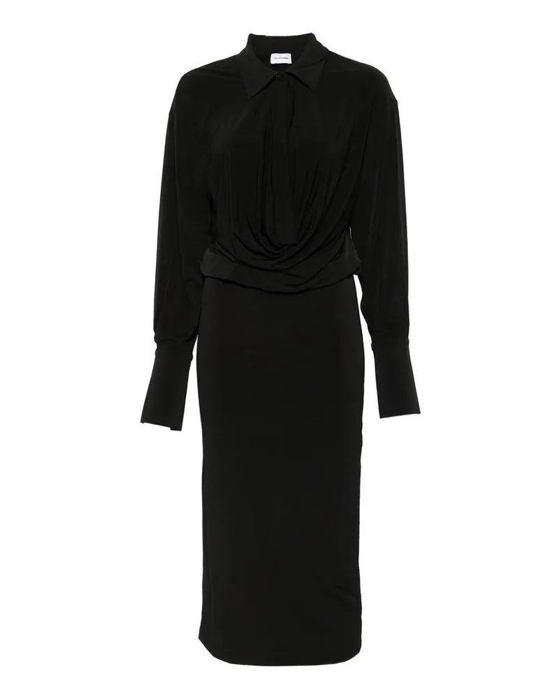 ANDAMANE Lilia Midi Dress - Deep v Collar Midi Dress Schwarz