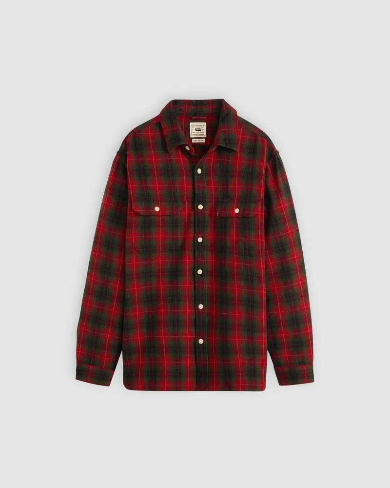 Levi's Jackson Worker Calvin Plaid Rhythmic Red Rot