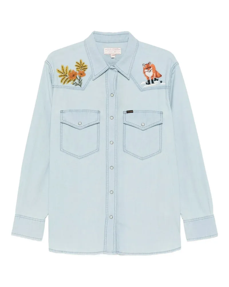 Filson W`s Embroidered Western Shirt Blau