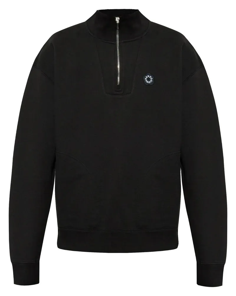 Kenzo Gots Boke Flower 2.0 Embroidered Half Zip Sweatshi Schwarz