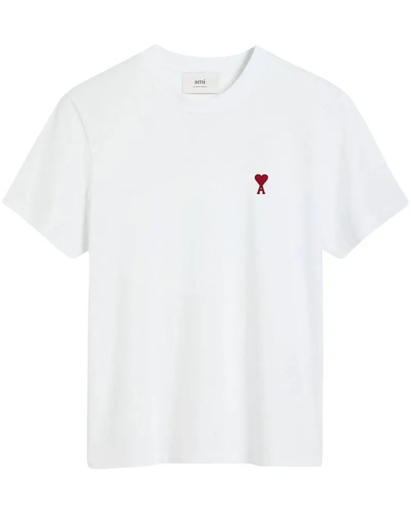 AMI Paris Tshirt With Red Ami de Coeur Weiß