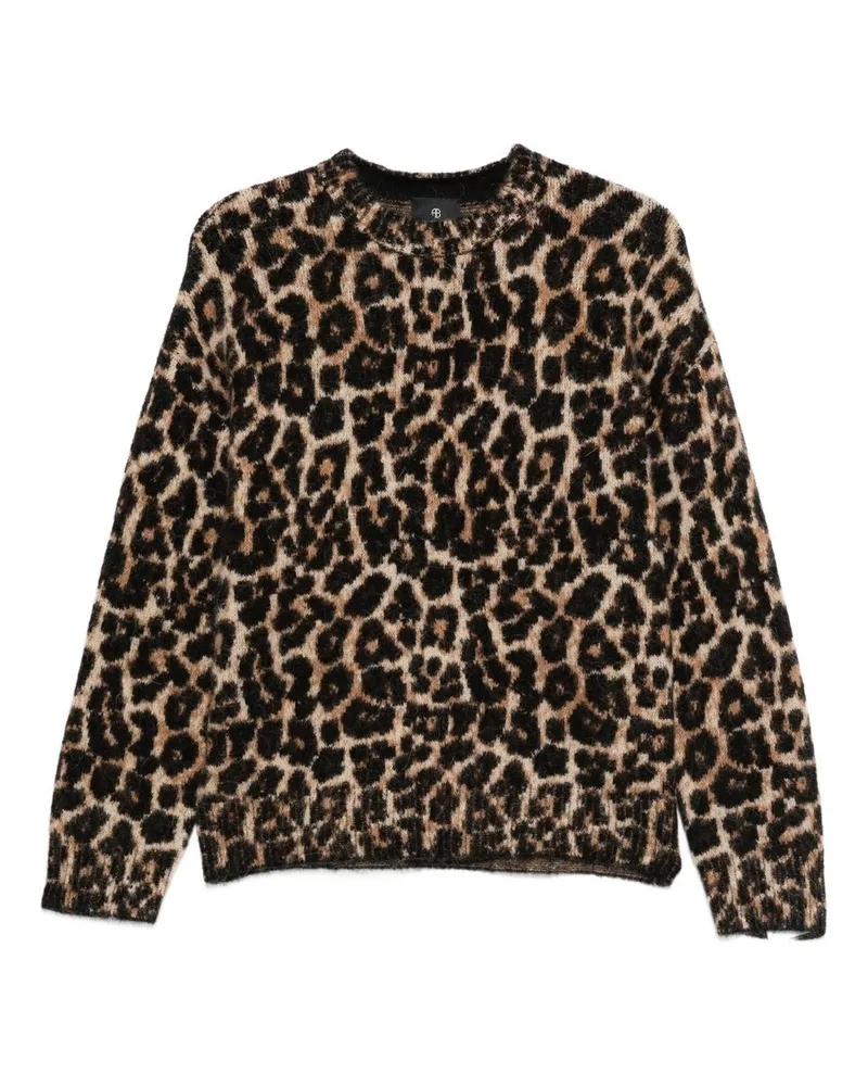 Anine Bing Sydney Crew Sweater - Black And Brown Leopard Mehrfarbig