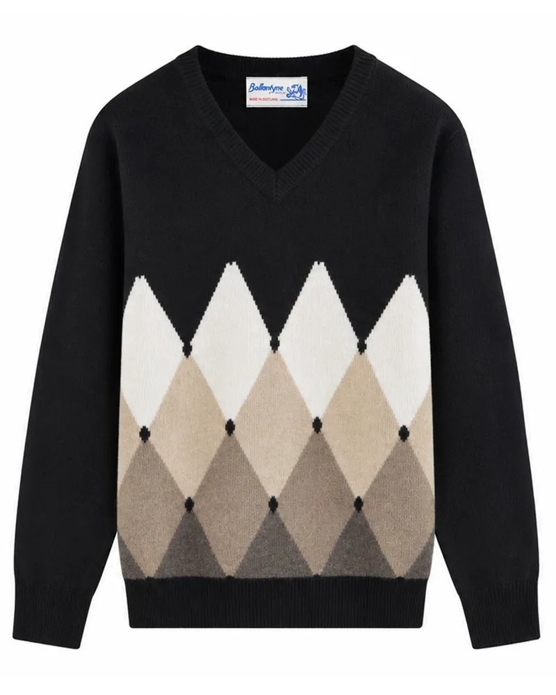 Ballantyne v Neck Pullover 100% ws Classic Diamond B2p001 7k0a8 95518 Schwarz
