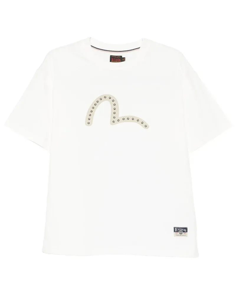 Evisu ht Seagull Printed ss Tee w Metal Studs Weiß