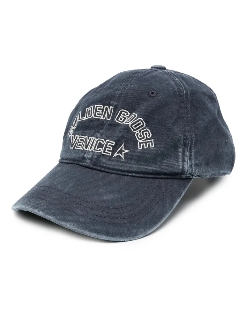 Golden Goose Journey Baseball Cap/ Washed Cotton Twill/ Golden Venice Emb Blau