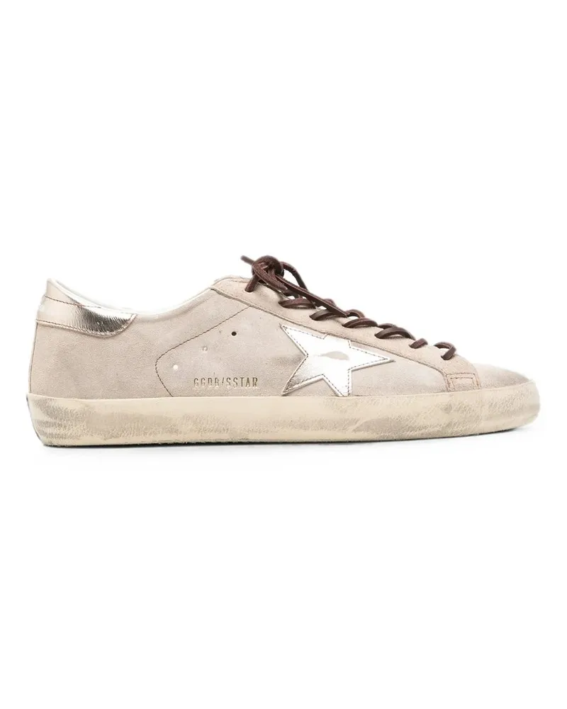 Golden Goose Super Star Suede Upper Toe And Tongue Laminated Star And Heel Beige