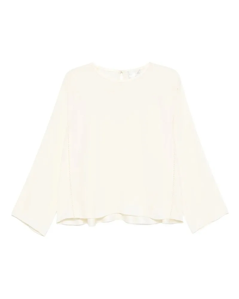 forte_forte Matte Anvers Satin Embroidered Top Weiß