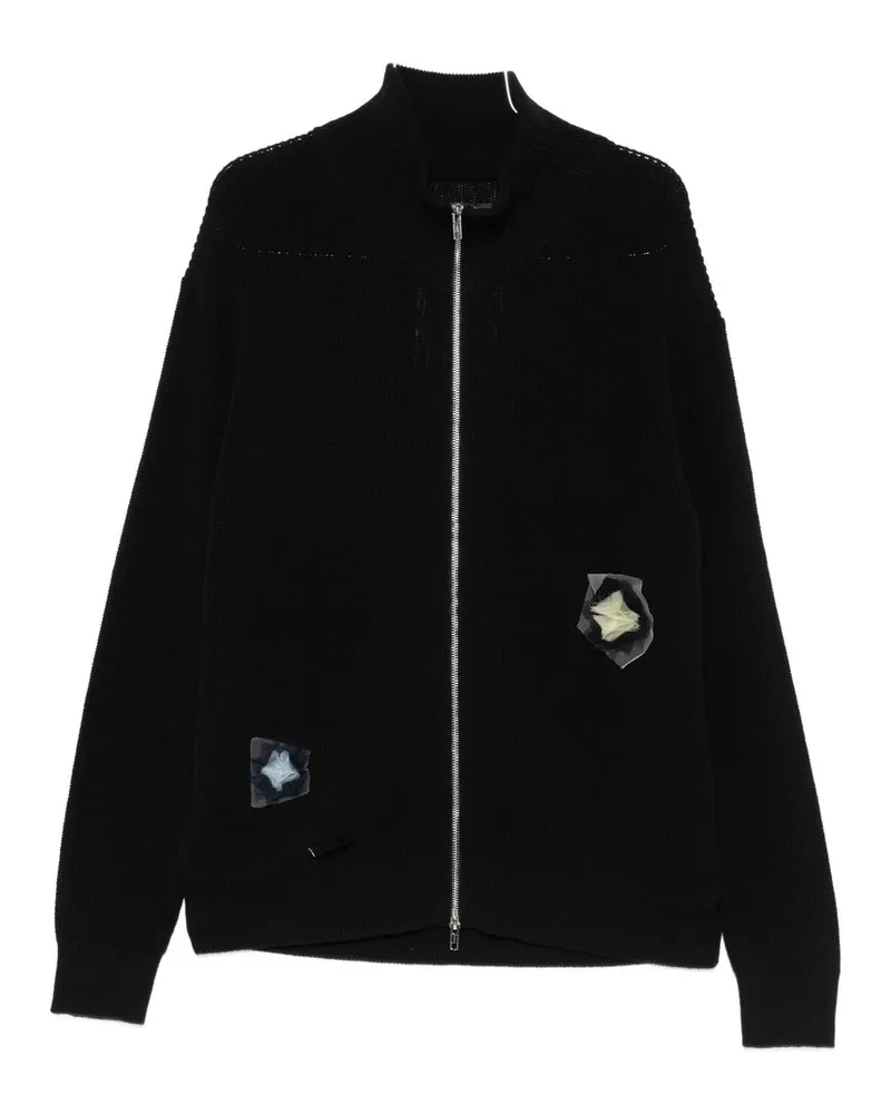 Song For The Mute flower`` Zip up Funnel Cardigan Schwarz