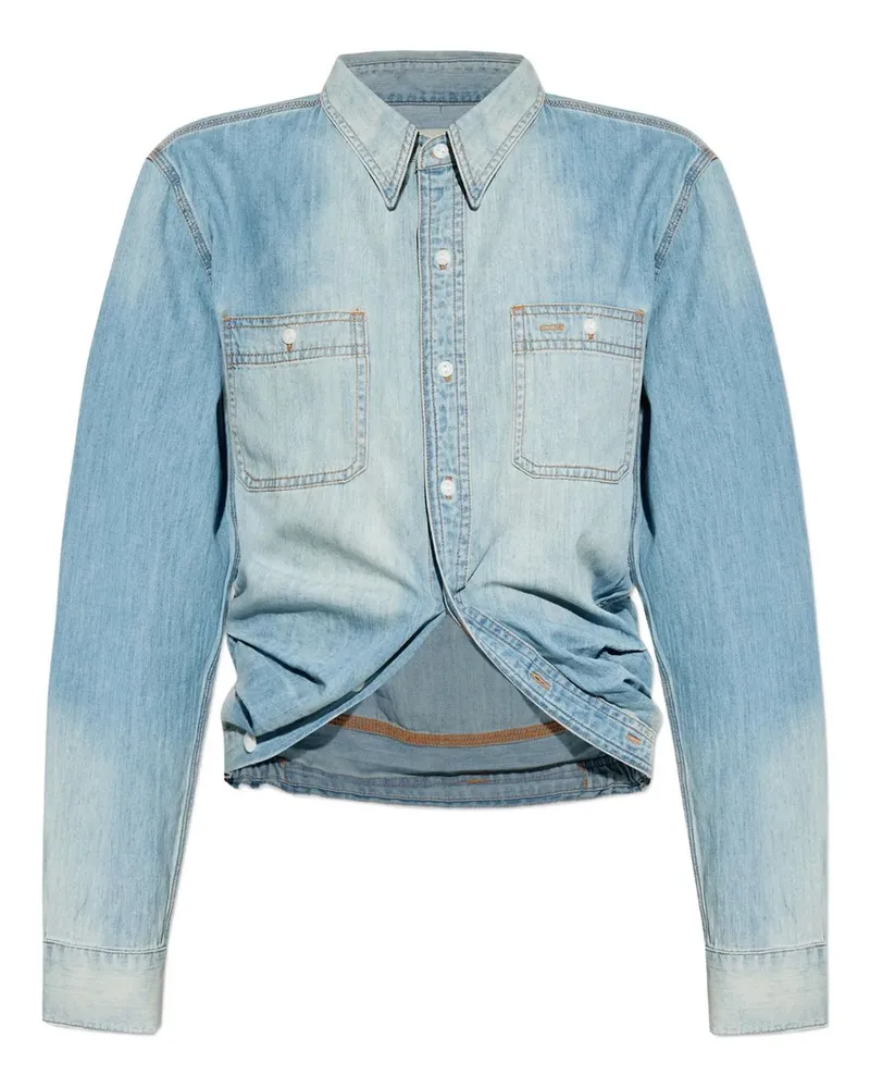 R13 Wrap Around Denim Work Shirt Blau