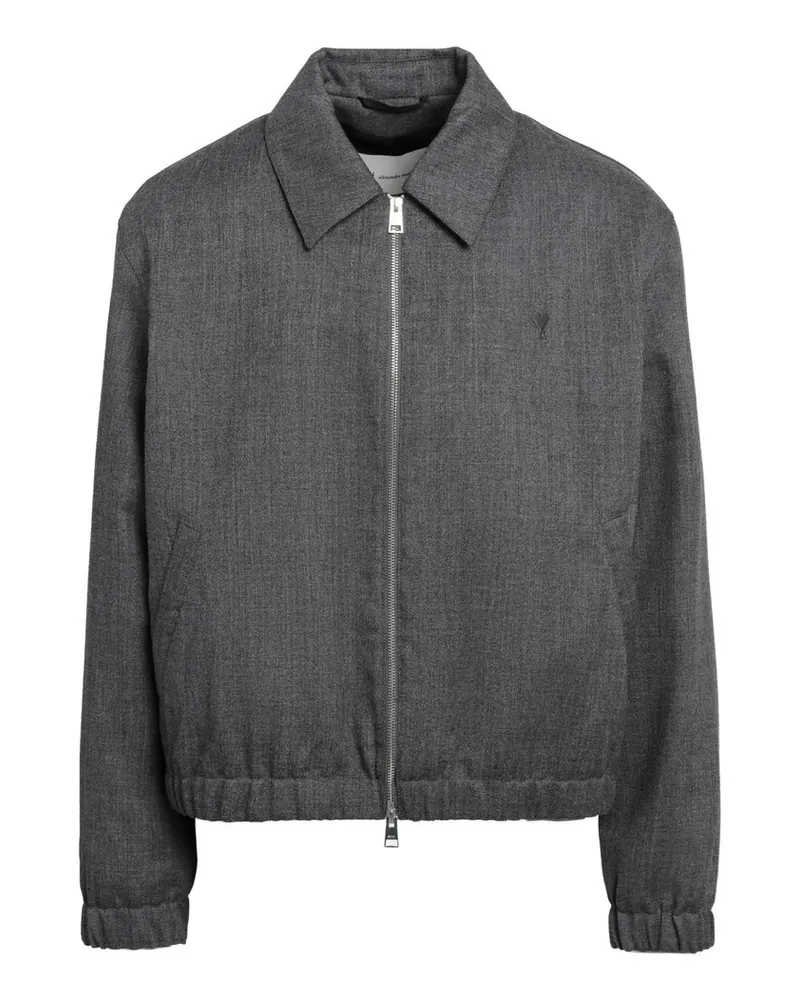 AMI Paris Ami de Coeur Padded Zipped Jacket Grau