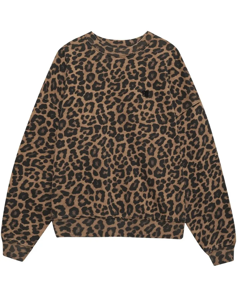 Anine Bing Miles Sweatshirt  Black And Brown Leopard Mehrfarbig
