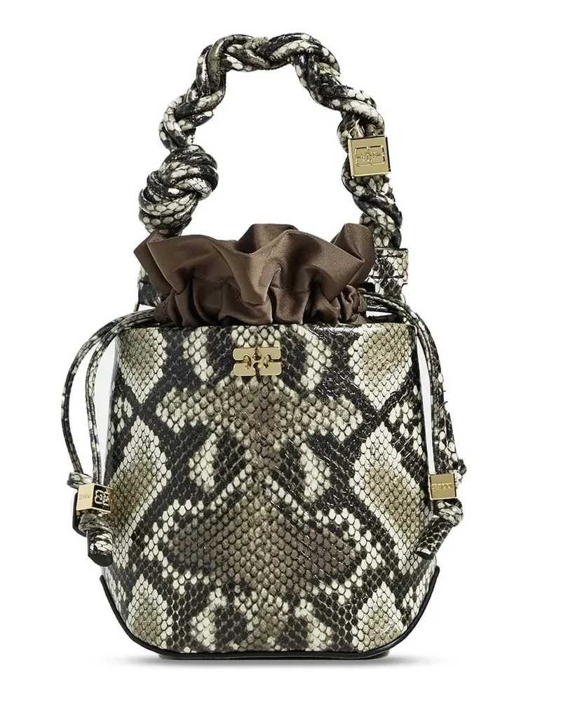 Ganni Bou Bucket Mini Snake Weiß