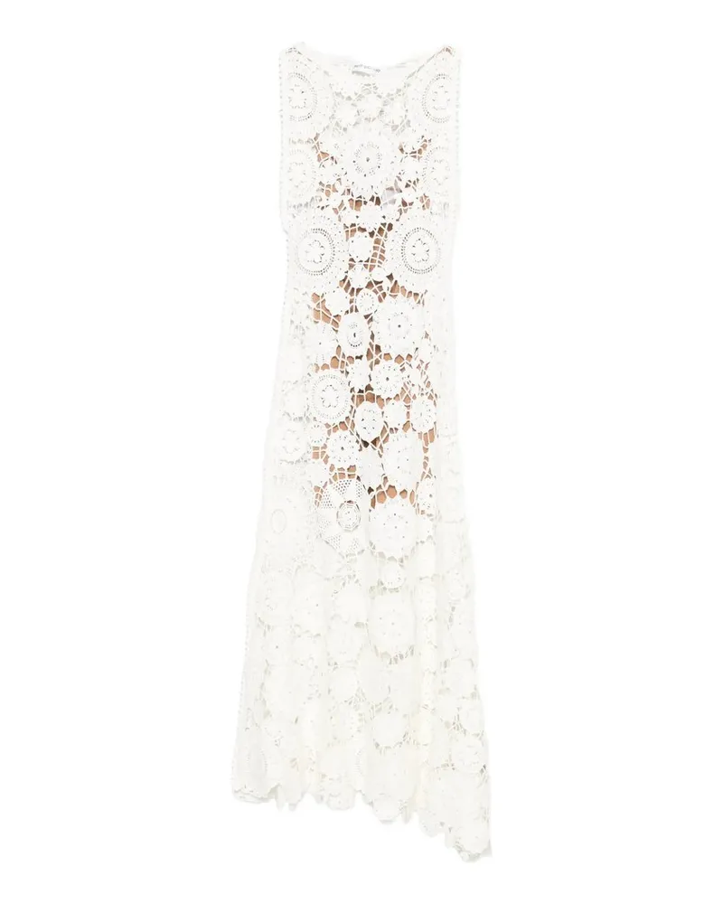 Self-Portrait White Crochet Maxi Dress Weiß