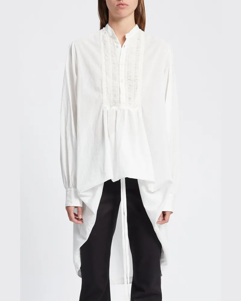 Ann Demeulemeester Ati High Comfort Shirt With Ruffled Plastron Weiß